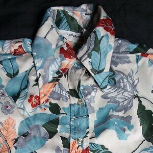Vintage Lady Arrow Floral Polyester Disco Shirt